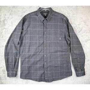 Eddie Bauer Flannel Gray Plaid Shirt 100% Cotton Button Up Men's Size TXL